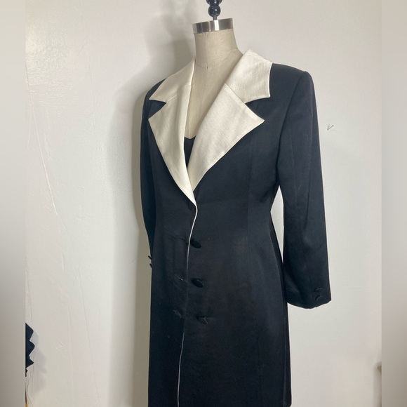Archival fashion Patrick Kelly Paris vintage sateen contrast longline blazer - Picture 3 of 10